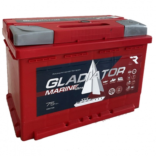 Лодочный аккумулятор GLADIATOR Marine Ultra 75 R