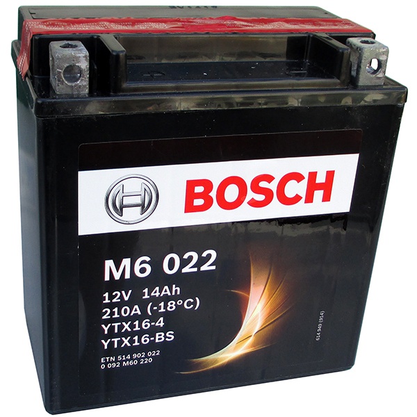 Аккумулятор для мотоциклов Bosch YTX16-BS / YTX16-4 14Ah