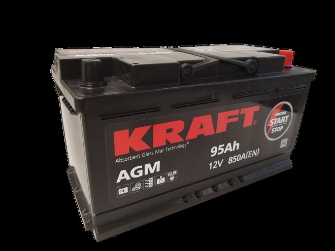 Аккумулятор автомобильный KRAFT AGM 95 R