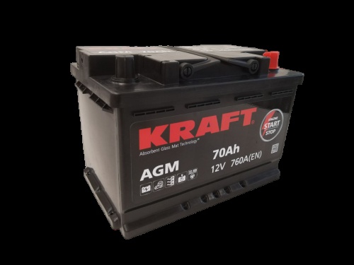 Аккумулятор автомобильный KRAFT AGM 70 R