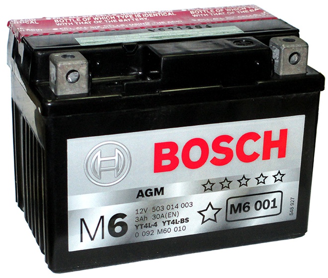 Аккумулятор для мотоциклов Bosch YT4L-BS / YT4L-4 3Ah