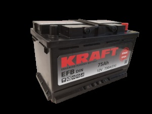Аккумулятор автомобильный KRAFT EFB 75 R