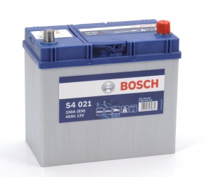 Аккумулятор автомобильный Bosch S4 Asia Silver 45 JR тонк.клеммы