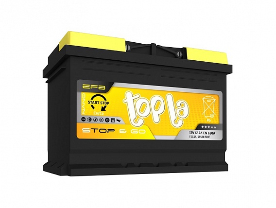 Аккумулятор автомобильный 65 Topla EFB STOP&GO