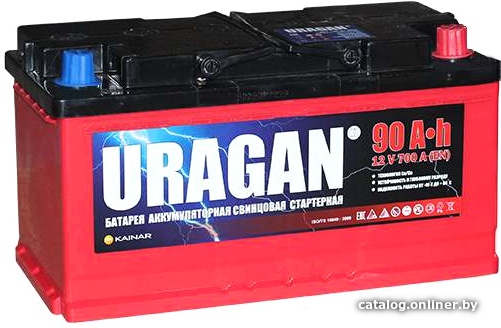 Аккумулятор автомобильный URAGAN 90 R+ 