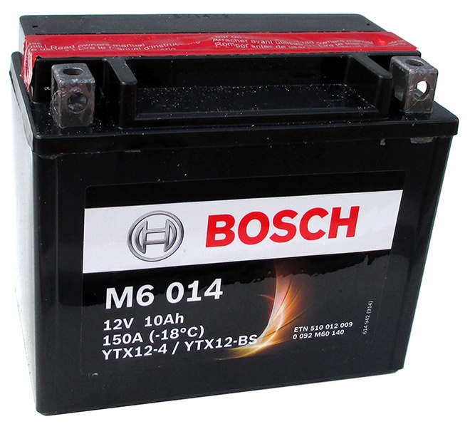 Аккумулятор для мотоциклов Bosch YTX12-BS / YTX12-4 10Ah