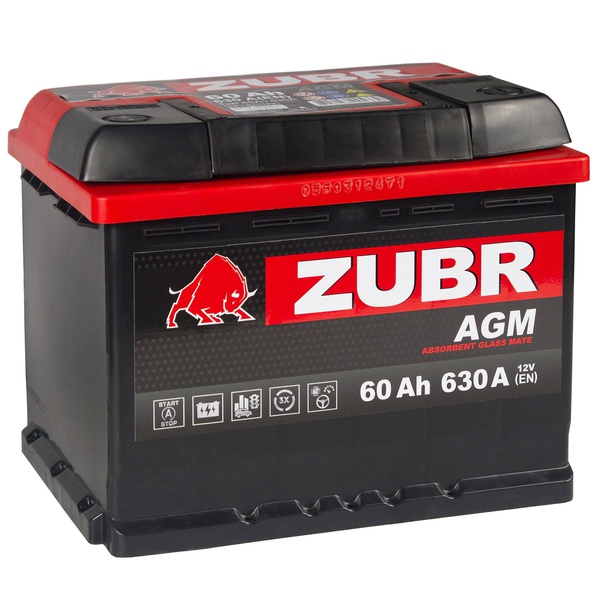 Аккумулятор автомобильный 60 ZUBR  AGM