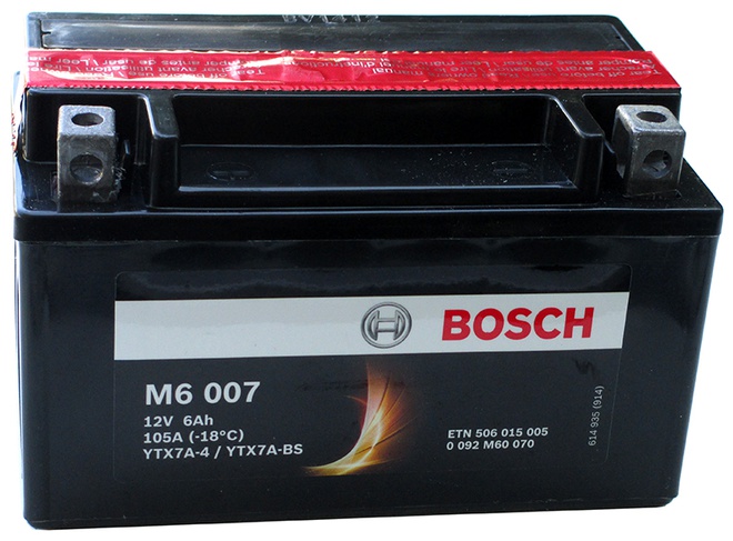Аккумулятор для мотоциклов Bosch YTX7A-BS 6Ah
