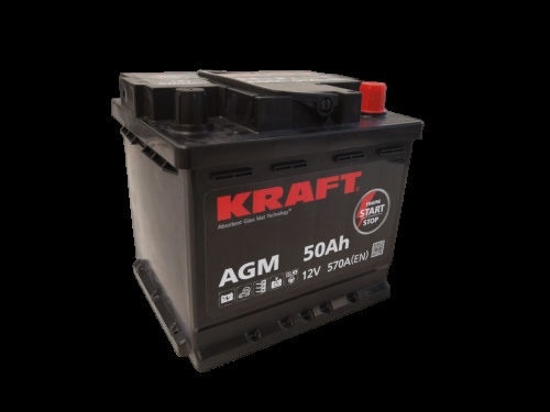 Аккумулятор автомобильный KRAFT AGM 50 R