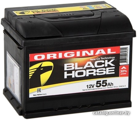 Аккумулятор автомобильный Black Horse 55 R низкий 