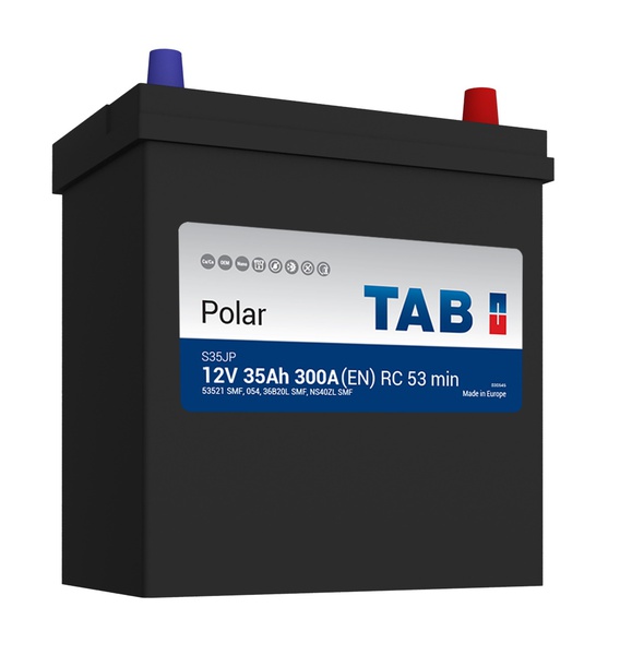 Аккумулятор автомобильный TAB Polar S Asia 45 JR тонкие клеммы + адаптер