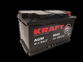 Аккумулятор автомобильный KRAFT AGM 80 R  Аккумулятор автомобильный KRAFT AGM 80 R