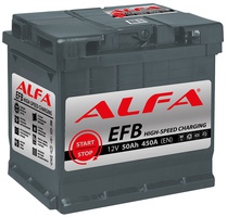Аккумулятор автомобильный ALFA EFB 50 R 