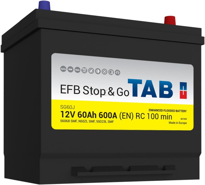 Аккумулятор автомобильный Tab Stop&Go Asia EFB 60 JR